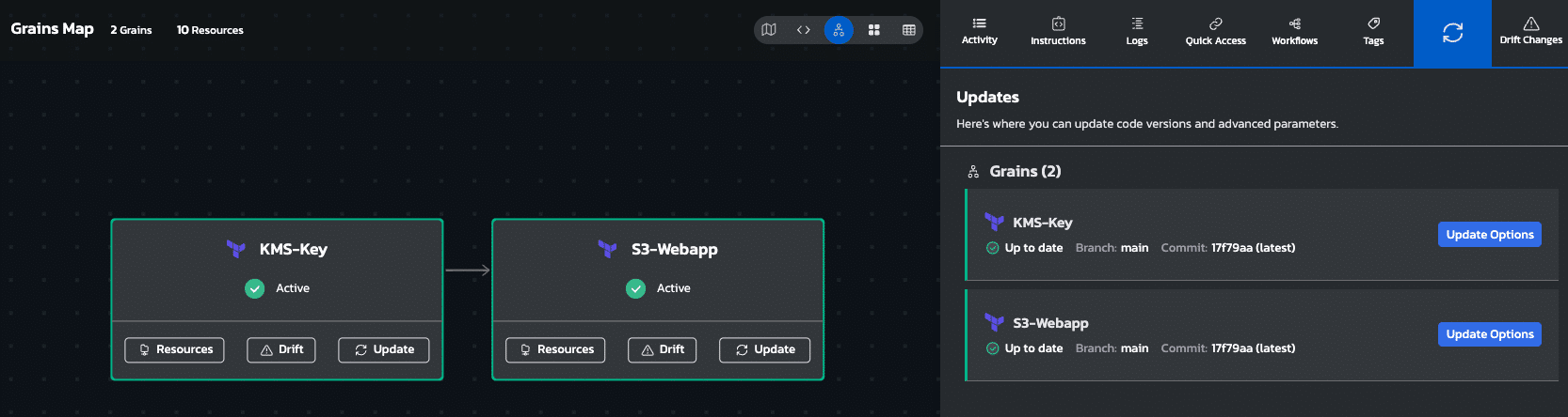 tracking updates to Infrastructure as Code within development environments