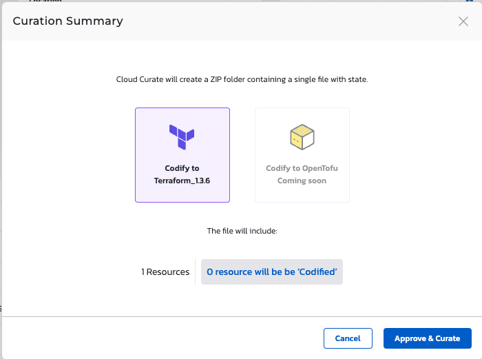 Screenshot showing how Torque automatically creates Terraform Infrastructure as Code files for the cloud resources discovered via the user's cloud accounts.